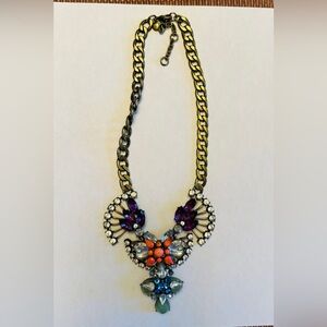 Elegant Purple and Orange Statement Necklace